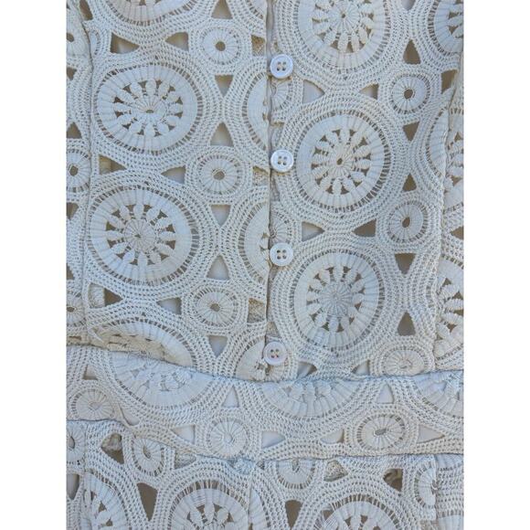 NWT Skies Are Blue Crochet Jumpsuit, Ruffle Sleeve, Ivory, Open Back, Size S - Picture 6 of 8